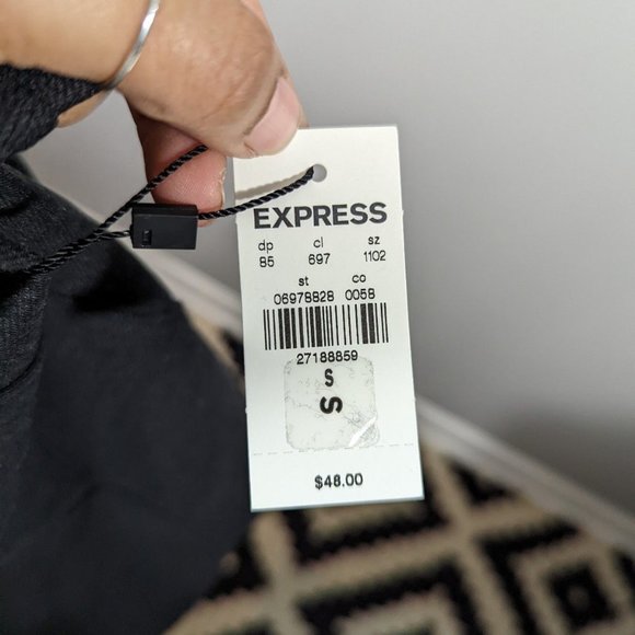 NEW Express Black Grey Pull On Skinny Leggings Pants Women's Size S - Picture 5 of 5